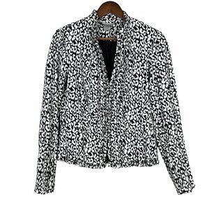 Alberto Makali Blazer Jacket Women Medium Black White Pattern Grommets Crinkle M